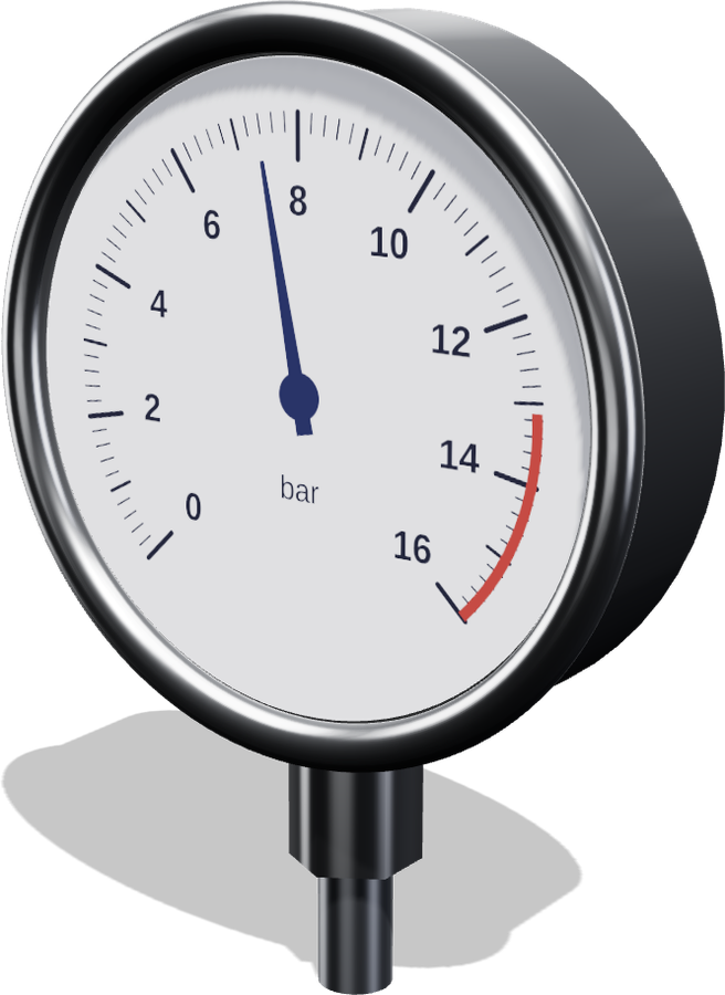 Pressure gauge, 0 to 16 bar